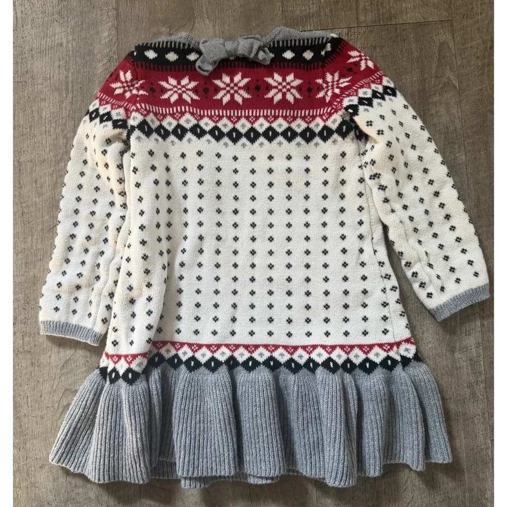 Gymboree Girls Fair Isle Snowflake Sweater Dress 4T Cotton Long Sleeve Holiday